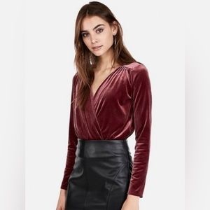 Express Burgundy Velvet Bodysuit